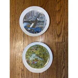 Franklin McMahon 1978 Set Of 2 Limited Edition Chicago Collector Plates w/Box